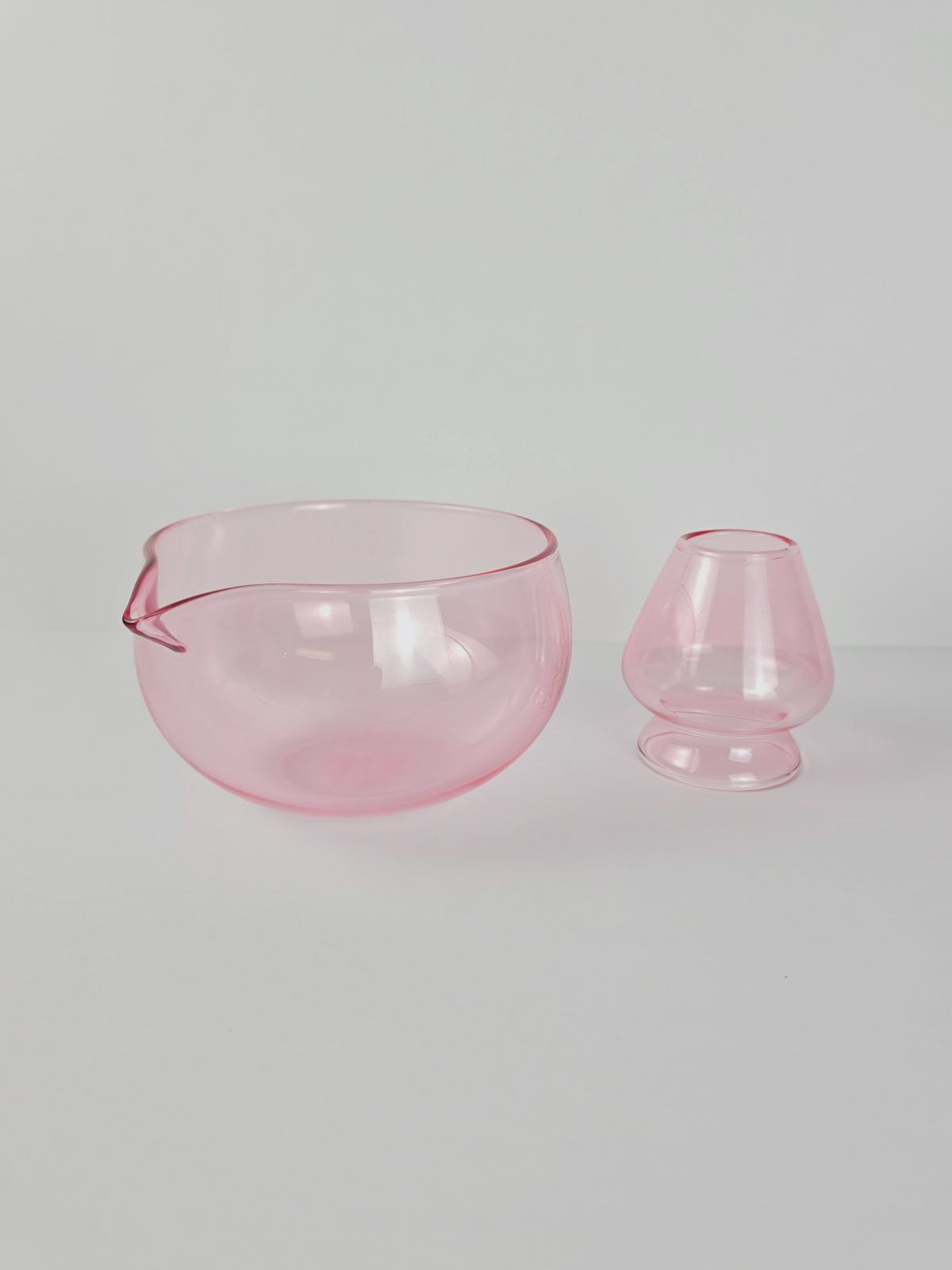 Matcha 2pc Bowl & Whisk Holder Set - Pink Glass
