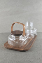 Glass 600ml Tea Set With Tray